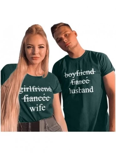 Undershirts Men Couples Lovers Valentine's Day Short Sleeve Love Letter Print T Shirts - Women Army Green - CR194U0A4WQ $8.46