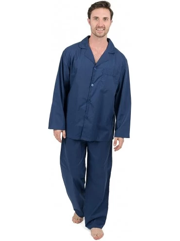 Sleep Sets Mens Pajamas Poly Cotton 2 Piece Christmas Pajama Set Size Small-XXX-Large - Navy - CP18IGIOQLL $27.23