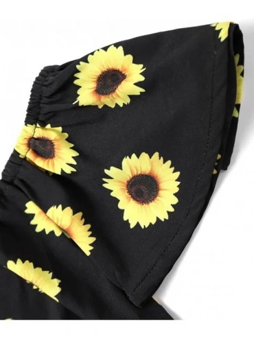 Sets Womens Cute Off Shoulder Sunflower Print Outfits Crop Tops + Tassel Shorts 2 PC Strapless Sleepwear Pajamas Sets - Am1-b...