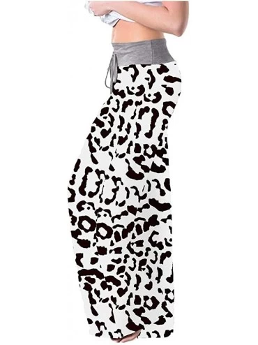Bottoms Sweatpants for Women Tall Womens Comfy Casual Pajama Pants Cat Print Drawstring Palazzo Lounge Pants Wide Leg Z3 whit...