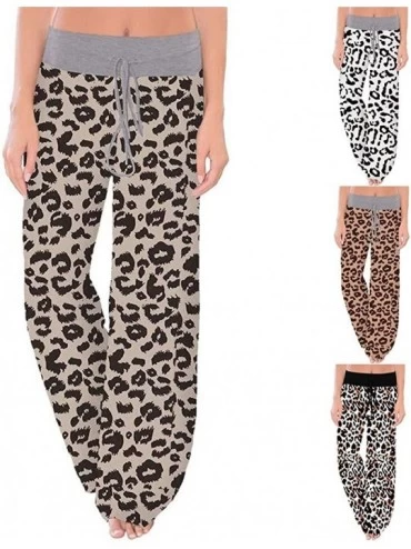 Bottoms Sweatpants for Women Tall Womens Comfy Casual Pajama Pants Cat Print Drawstring Palazzo Lounge Pants Wide Leg Z3 whit...