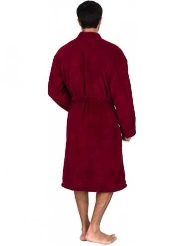 Robes Men's Plush Spa Robe Fleece Kimono Bathrobe - Beaujolais - CG12N705BQE $33.51