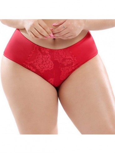 Bras Women Pantie Sexy Lace Elastic Lingerie Knickers Underpants Underwear L-4XL - Red - CO190L5KZUU $29.16