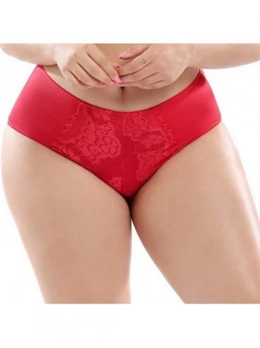 Bras Women Pantie Sexy Lace Elastic Lingerie Knickers Underpants Underwear L-4XL - Red - CO190L5KZUU $27.66