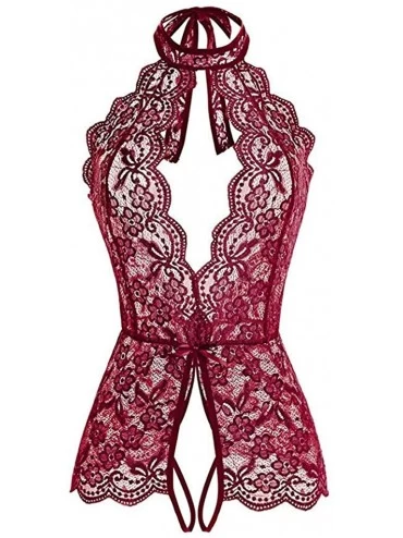 Open Crotch Lingerie for Women Sexy Lace Teddy Babydoll Lingerie One ...
