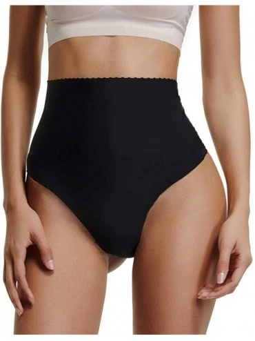 Shapewear Women's Thong Shapewear Tummy Control Underwear High Waist Body Shaping Thongs - Black-1 - CT18UOHZ3GE $25.63