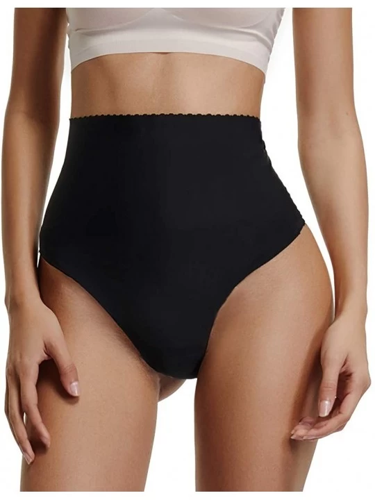 Shapewear Women's Thong Shapewear Tummy Control Underwear High Waist Body Shaping Thongs - Black-1 - CT18UOHZ3GE $9.98