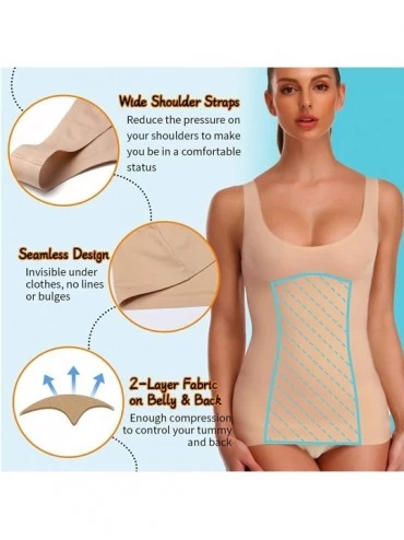 Shapewear Women Seamless Shapewear Camisole Tummy Control Cami Shaper Slimmer Everyday Comfort Tank Top Shaper - Beige - CP19...