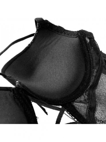 Bustiers & Corsets Sexy Bustiers Lingerie Women Slings Floral Sleepwear Corset Shoulder Strape Underwear - Black - C318T0LKGK...