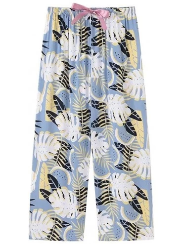 Bottoms Women's Comfy Casual Pajama Pants Floral Print Drawstring Cotton Sleepwear - Style 2 - CW19DO0W6YG $21.15