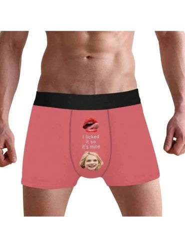 Boxers Custom Men's Funny Face Boxer Shorts Men's Boxers Novelty Briefs Lips and I Licked It so It is Mine on Pink - Type1 - ...