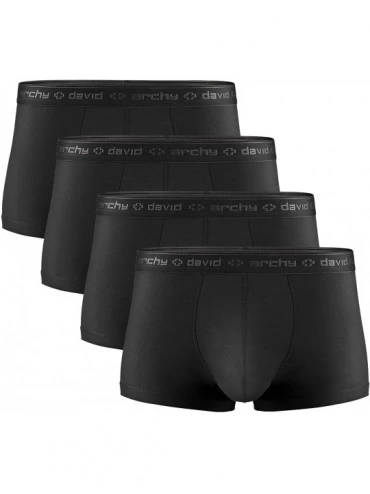 Trunks Men's Dual Pouch Underwear Micro Modal Trunks Separate Pouches with Fly 4 Pack - Black - CD11EZOQH6P $69.82