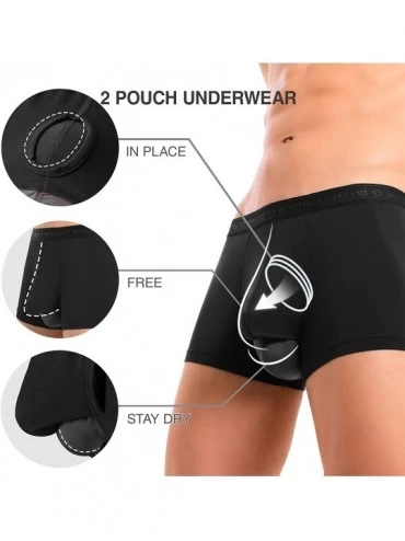Trunks Men's Dual Pouch Underwear Micro Modal Trunks Separate Pouches with Fly 4 Pack - Black - CD11EZOQH6P $43.99