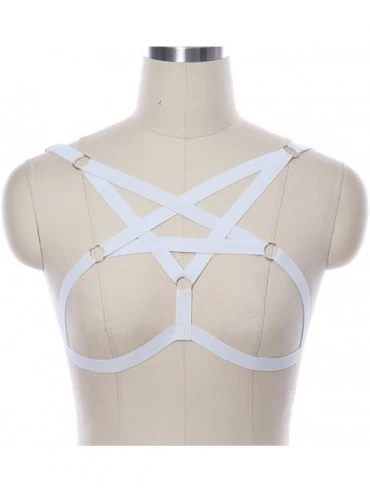 Bras Women's Body Harness Pentagram Bra Elastic Adjustable Gothic Carnival Plus Size Adjustable Clothing Accessories - White ...