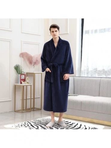 Robes Men's Soft Warm Fleece Bath Robe-Plush Bathrobe for Men (Dark Blue- 2XL(Height 65"-72"/Weight 210-264lb)) - Dark Blue -...