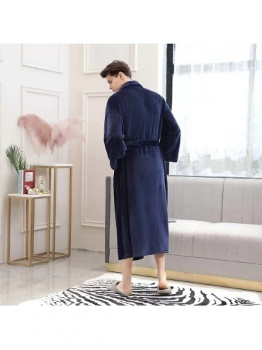 Robes Men's Soft Warm Fleece Bath Robe-Plush Bathrobe for Men (Dark Blue- 2XL(Height 65"-72"/Weight 210-264lb)) - Dark Blue -...