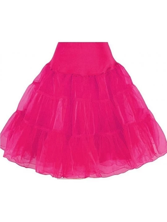 Slips Tea Length 25" Women Petticoat Nylon Yoke Underskirt for Vintage Dresses- Poodle Skirts- or Rockabilly - Raspberry - CD...