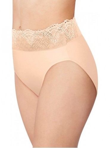 Panties Womens Passion for Comfort Hi-Cut Panty - Sandshell Lace - C718XKXD6EE $25.06