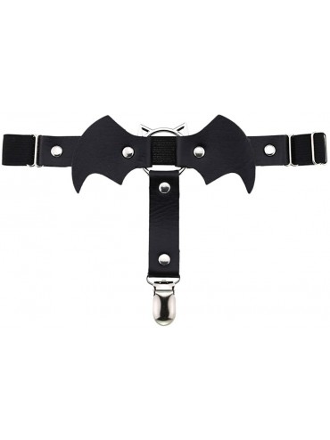 Garters & Garter Belts Womens Leather Punk Gothic Garter Belt Harness Belt Suspender for Stockings - Black - C6198ZQLYR7 $22.00
