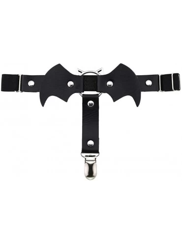 Garters & Garter Belts Womens Leather Punk Gothic Garter Belt Harness Belt Suspender for Stockings - Black - C6198ZQLYR7 $21.17