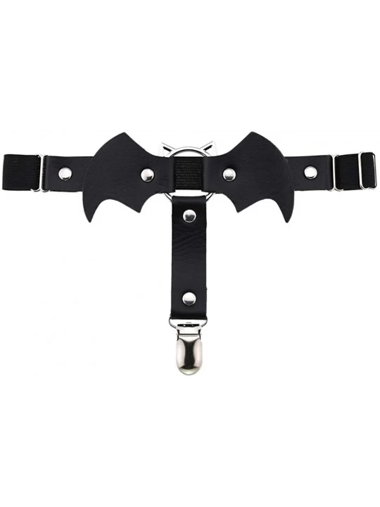 Garters & Garter Belts Womens Leather Punk Gothic Garter Belt Harness Belt Suspender for Stockings - Black - C6198ZQLYR7 $11.14