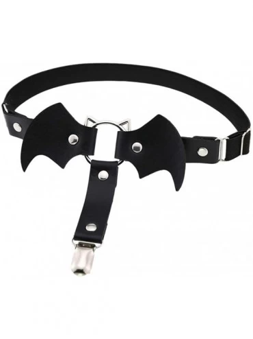 Garters & Garter Belts Womens Leather Punk Gothic Garter Belt Harness Belt Suspender for Stockings - Black - C6198ZQLYR7 $11.14