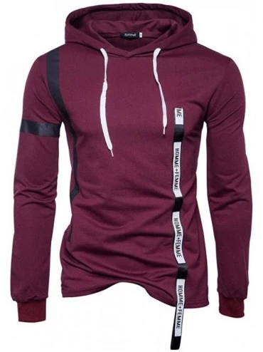 Thermal Underwear Men's Hooded Sweatshirt-Long Sleeve Solid Hoodie Top Casual Pullover Outwear - 1-wine Red - CW18LGWSAHA $41.11