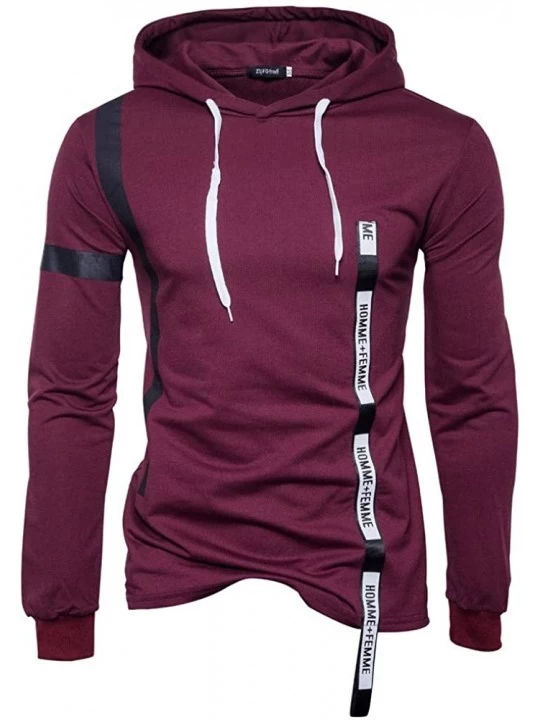 Thermal Underwear Men's Hooded Sweatshirt-Long Sleeve Solid Hoodie Top Casual Pullover Outwear - 1-wine Red - CW18LGWSAHA $22.47