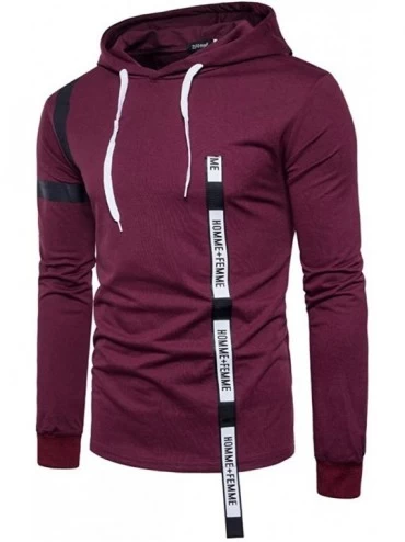 Thermal Underwear Men's Hooded Sweatshirt-Long Sleeve Solid Hoodie Top Casual Pullover Outwear - 1-wine Red - CW18LGWSAHA $22.47