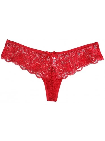 Tops Women Translucent Underwear Casual Sheer Lace Tank Lace Sexy Underpant Solid color Underwear - Red - C3195AZX8KL $10.35