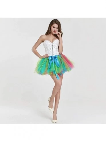 Slips Elastic Waist Chiffon Petticoat Puffy Women's 50s High Waist Skirts Vintage Rockabilly Tutu Crinoline Underskirt - Gree...