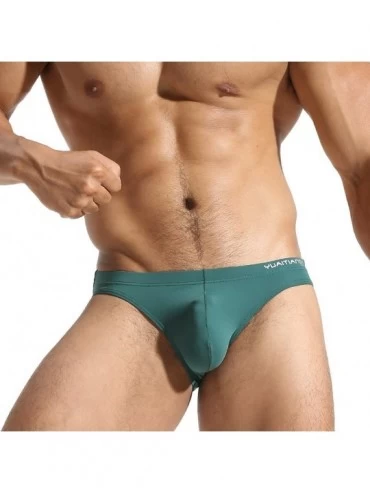 Briefs Silky Soft Shorts Men Bikini Underwear Wide Belt Toning Briefs - Green - CN17Z7D03KE $19.44