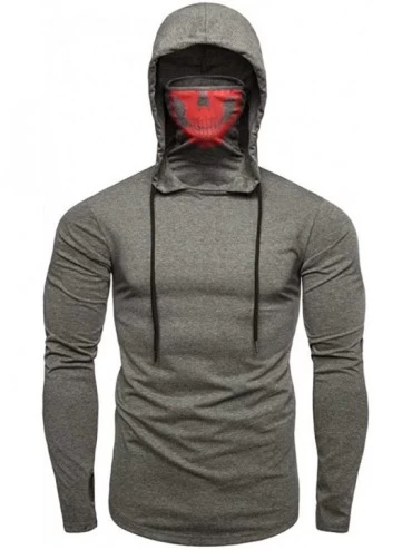 Thermal Underwear Mens Mask Hoodie Skull Print Long Sleeve Sweatshirt Hooded Pullover Tops Coat - B-gray - CI1934HYIEQ $48.18