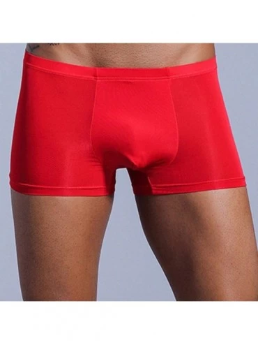 Boxer Briefs Men's Sexy Underwear Stretch Boxer Soft Boxer Briefs - Red - CU19464L3GT $10.46