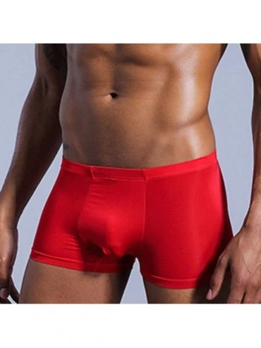 Boxer Briefs Men's Sexy Underwear Stretch Boxer Soft Boxer Briefs - Red - CU19464L3GT $10.46