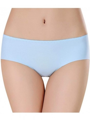 Slips Women Sexy Pure Cotton Knickers Transparent LCE-Silk Seamless Lady's Underpants - Blue - C818X2KWHXI $22.44