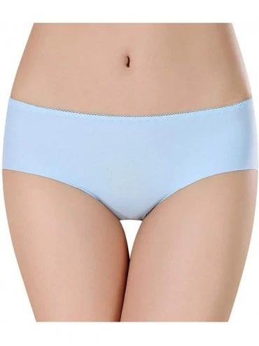 Slips Women Sexy Pure Cotton Knickers Transparent LCE-Silk Seamless Lady's Underpants - Blue - C818X2KWHXI $21.07