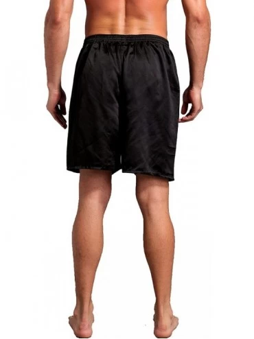 Sleep Bottoms Men's Satin Boxers Silk Sleepwear Underwear Shorts Boxers - 2 Pack(black+blue) - CD18NED9IQN $15.72