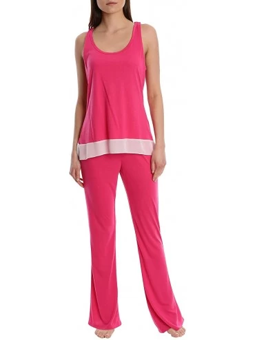 Sets Women's Lightweight Flowy Racerback Pajamas - Pink - CH18LY6RTEH $45.81