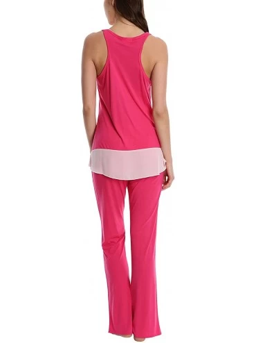 Sets Women's Lightweight Flowy Racerback Pajamas - Pink - CH18LY6RTEH $28.47