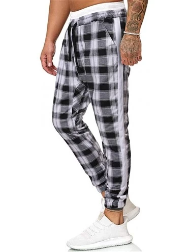 Thermal Underwear Mens Casual Long Pants Stretch Plaid Harem Trousers Slim Fit Track Pants Joggers Tapered Slacks for Gym Run...