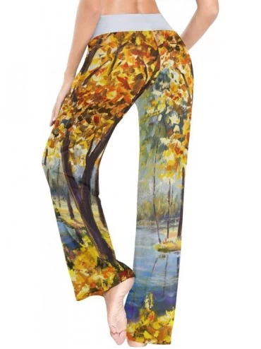 Bottoms Oil Painting Autumn Orange Gold Maple Leaf Women's Pajama Lounge Pants Casual Stretch Pants Wide Leg - C519CZKYZSU $2...