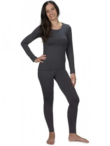 Thermal Underwear Women's Ultra Soft Thermal Underwear Long Johns Set with Fleece Lined - Grey - CK192IXTR6L $34.00