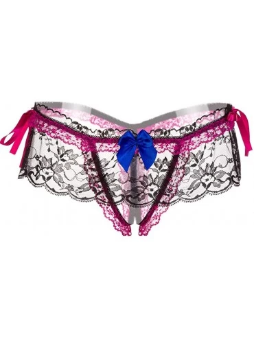 Panties Women's Sexy Lace Panties High-Crotch Transparent Floral Briefs Underwear Comfy - Hot Pink - C3198W4ATIU $10.10
