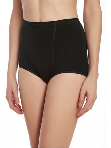 Panties 3 PK Women's High Waist Underwear -Plus Size Briefs Tummy Control Cotton Panties - Black - C117X6X6GGZ $41.17