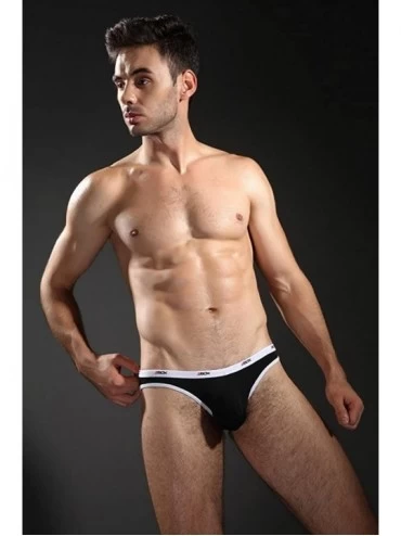 Briefs Mens Briefs Soft and Comfortable Nylon Low Waist Swim Underwear - Black - CV18CO53IG9 $11.98