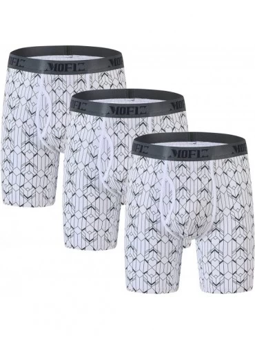 Boxer Briefs Men's Underwear Bamboo Performance Long Boxer Briefs - White Army Green - C01965M4GU7 $59.29