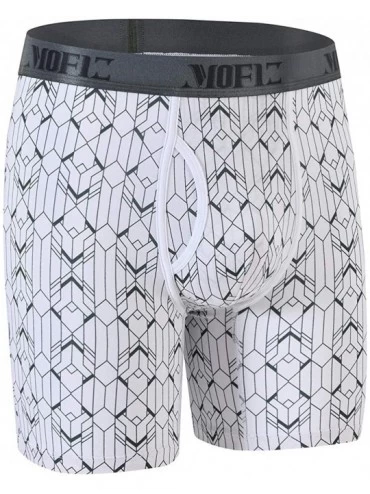 Boxer Briefs Men's Underwear Bamboo Performance Long Boxer Briefs - White Army Green - C01965M4GU7 $31.57