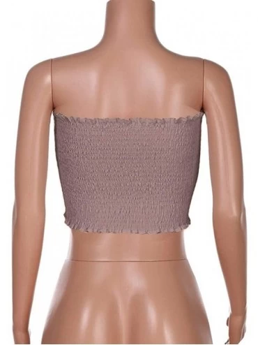 Camisoles & Tanks Ladies Bandeau Boob Tube Tops Elastic Vest Strapless Breast Wrap Bra Lingerie - Pink - CC194RW7MR9 $9.22