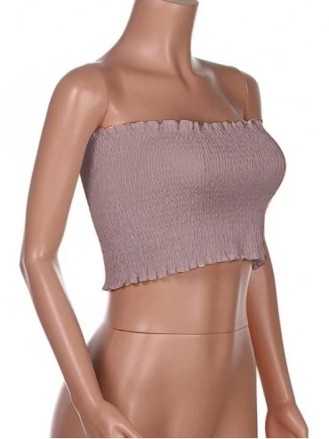 Camisoles & Tanks Ladies Bandeau Boob Tube Tops Elastic Vest Strapless Breast Wrap Bra Lingerie - Pink - CC194RW7MR9 $9.22